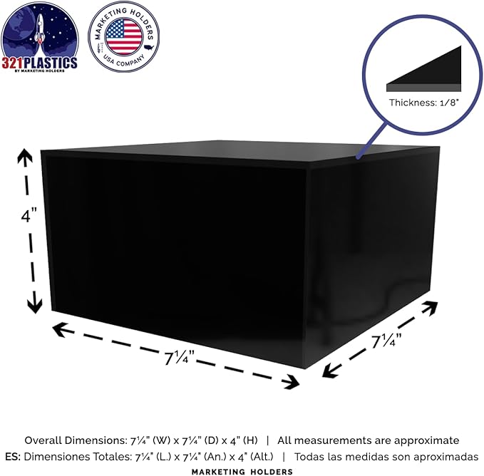 4 Pack Black Acrylic Display Box Versatile 5 Sided Pedestal Merchandise Storage - Image 6
