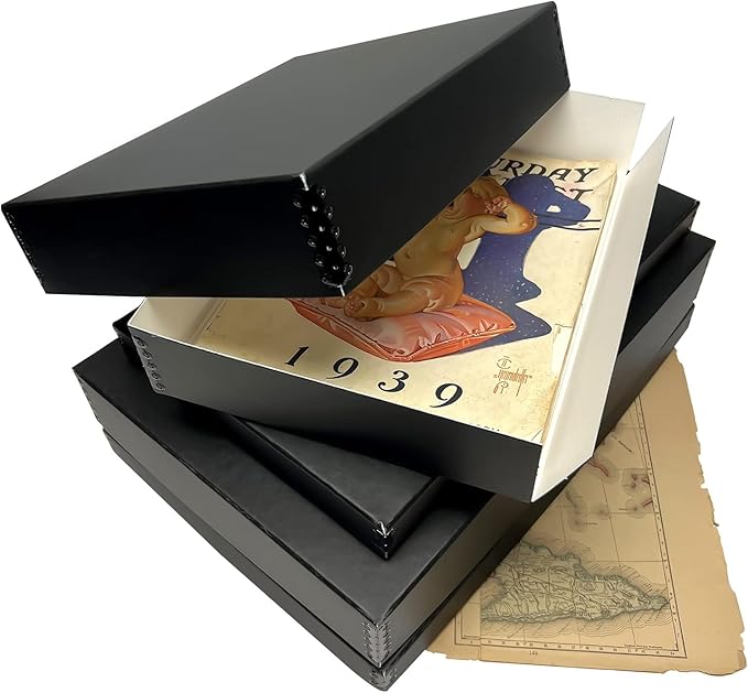 Lineco 13x19 Black Museum Storage Box, Removable Lid and Drop Front Design - Image 9