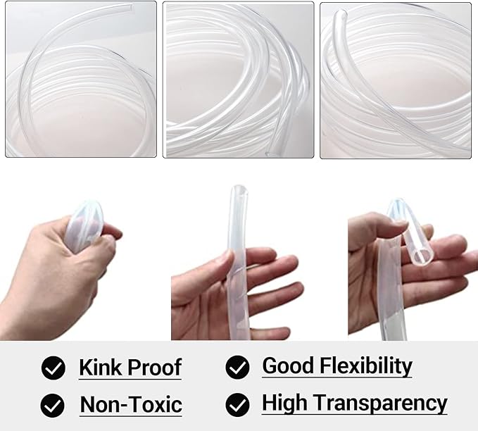 Clear Plastic Tubing 1/2" ID × 5/8" OD -100 Ft Dimensions 60PSI, Flexible Vinyl - Image 3