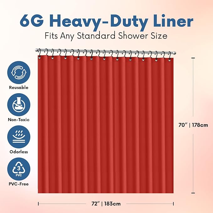 Premium Shower Curtain Liner, 6G PEVA Shower Curtain - Image 2