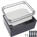 Junction Box, IP67 Waterproof ABS Black Project Box Clear Cover by Otdorpatio