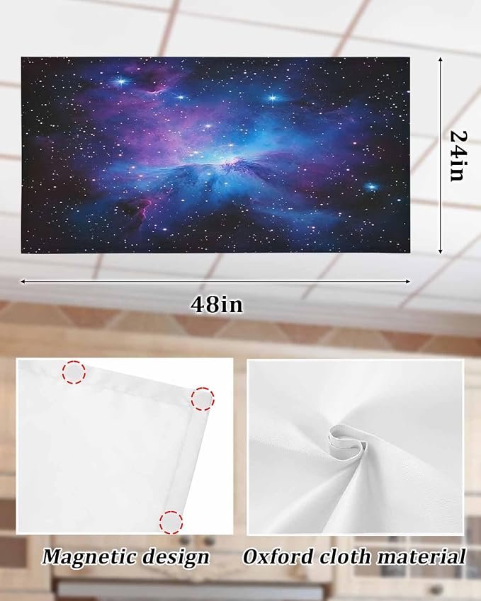 Yukro 2 Pack Starry Sky Fluorescent Light Covers Dark Blue and Purple Space - Image 6