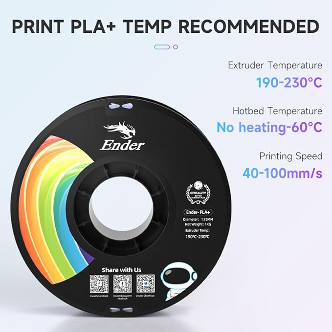 Creality 3D Printer Filament, PLA Plus Filament 1.75mm Rainbow, PLA Pro - Image 5