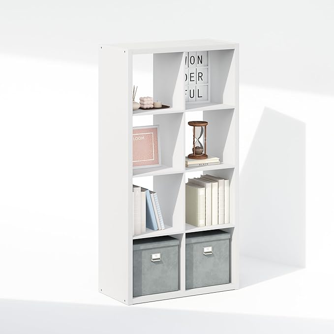 Furinno Simple Cube Storage Organizer, 8-Cube Display Shelf, Open Back Shelving - Image 4