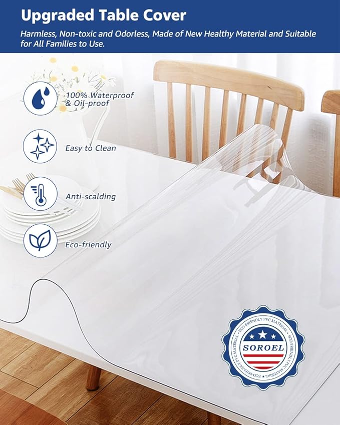 2Pcs 16X16 Inch Clear Table Cover Protector PVC Desk Protector Mat Wood - Image 2