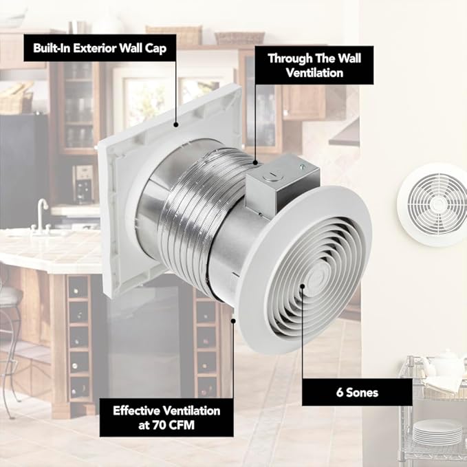 Broan-NuTone 512M Through-the-Wall Ventilation Fan White Cover, 6-Inch 70 CFM - Image 2