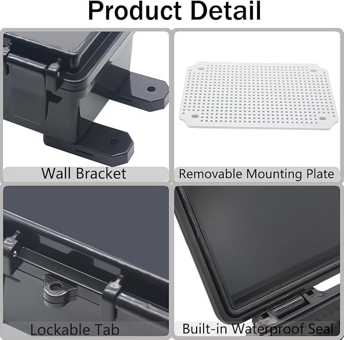 Junction Box, Hinged Black Cover IP67 Waterproof ABS Project Box - Image 4