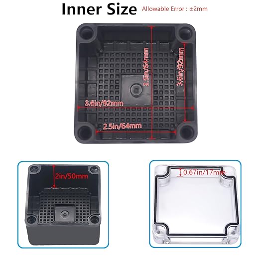Junction Box, IP67 Waterproof ABS Black Project Box Clear Cover - Image 4