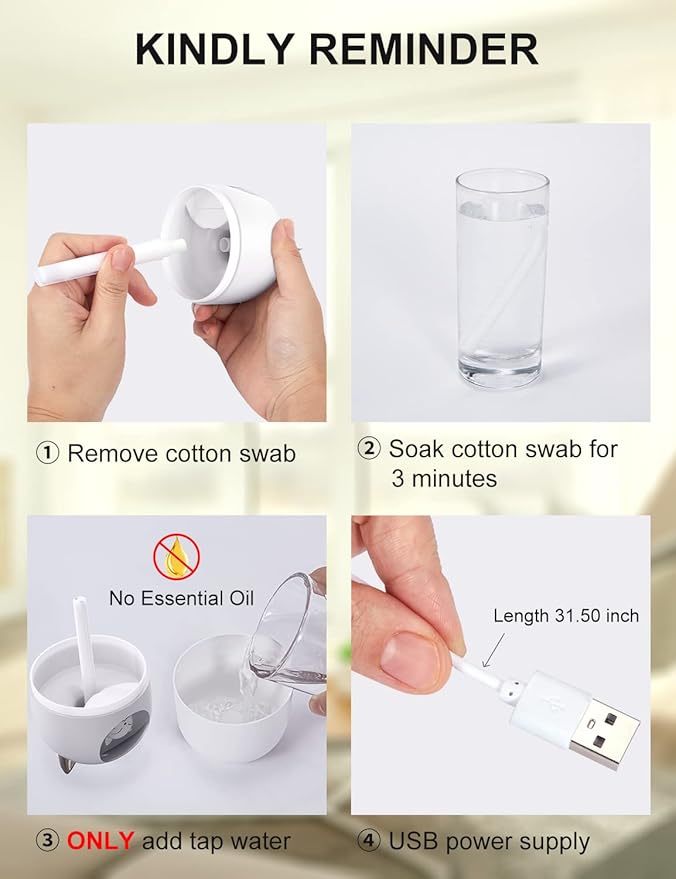 Cool Mist Humidifier, 300ml Mini Humidifiers - Image 6