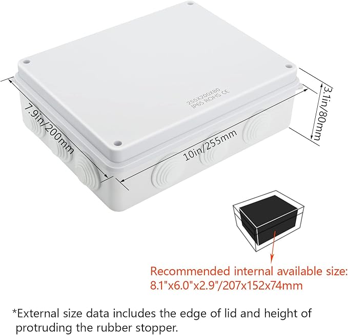 LeMotech Junction Box, ABS Plastic IP65 Waterproof and Dustproof, Universal - Image 2