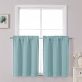 Chyhomenyc Short Aqua Curtains 30 Inch Length, Small Kitchen Curtain Rod Pocket by Chyhomenyc