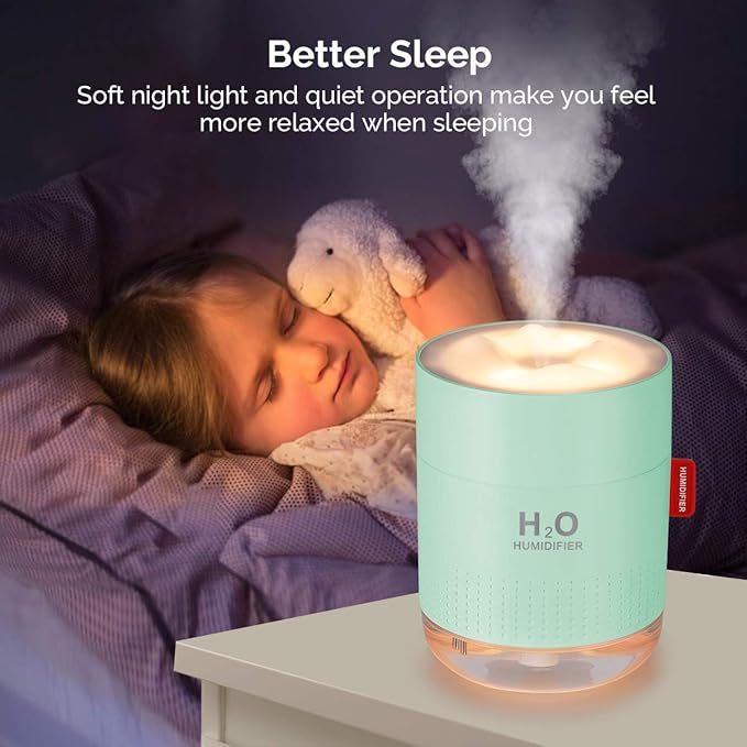 Green Portable Mini Humidifier, 500ml Small Cool Mist USB Desktop Humidifier - Image 3