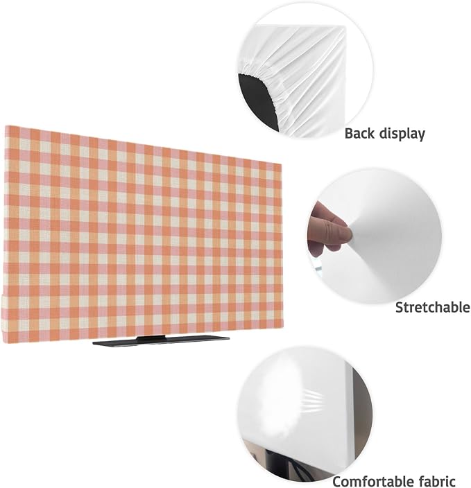 Rustic Vintage Buffalo Plaid Indoor TV Cover, Elastic TV Screen Protector - Image 7