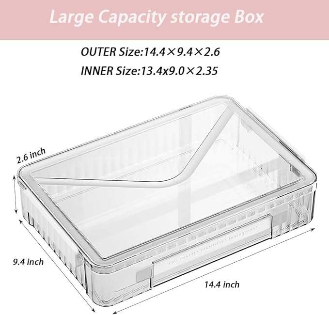 2 Pack Clear Plastic File Boxes w/Latching Lids, Stackable A4 Storage - Image 2