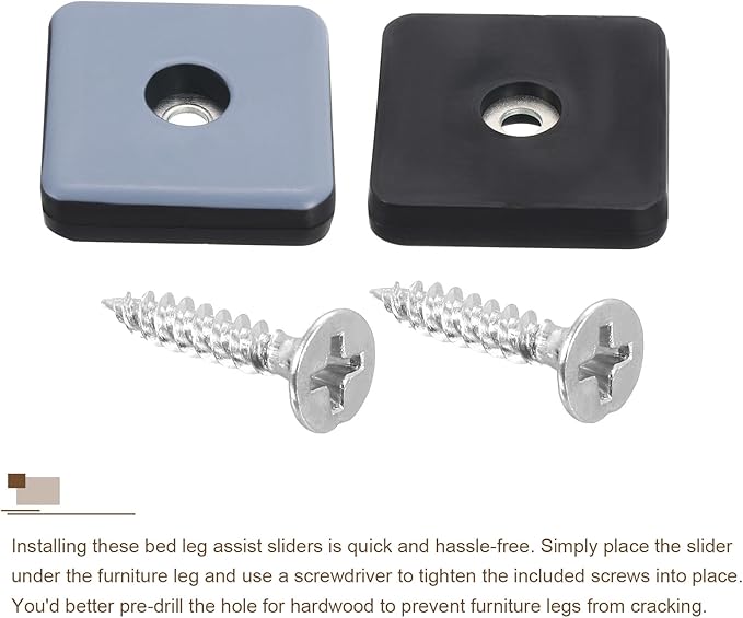 uxcell 8 Pcs Furniture Slider Pads, 1.57x1.57 Inch PTFE Square Screw-on - Image 4