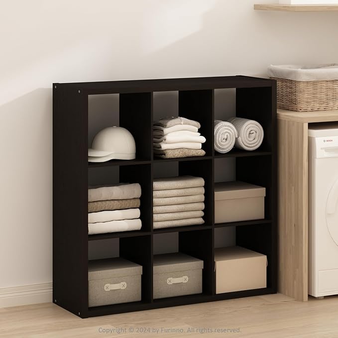 Furinno Simple Cube Storage Organizer, 9-Cube Display Shelf, Open Back Shelving - Image 2