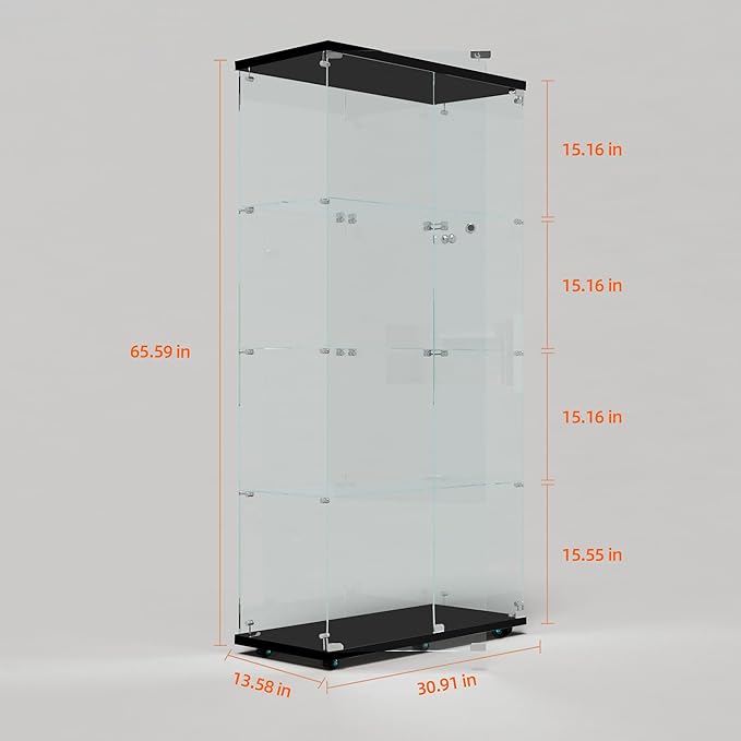 Yoluckea 4-Tier Glass Display Cabinet - Image 2