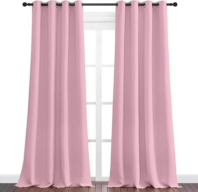 NICETOWN Crystal Pink Blackout Curtains 108" Long, 2 Pieces - Image 2