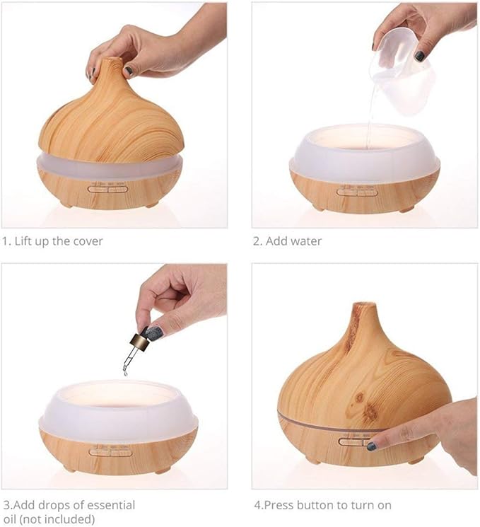 Aroma Essential Oil Diffuser, JoySusie 500ml Wood Grain Ultrasonic Cool Mist - Image 5