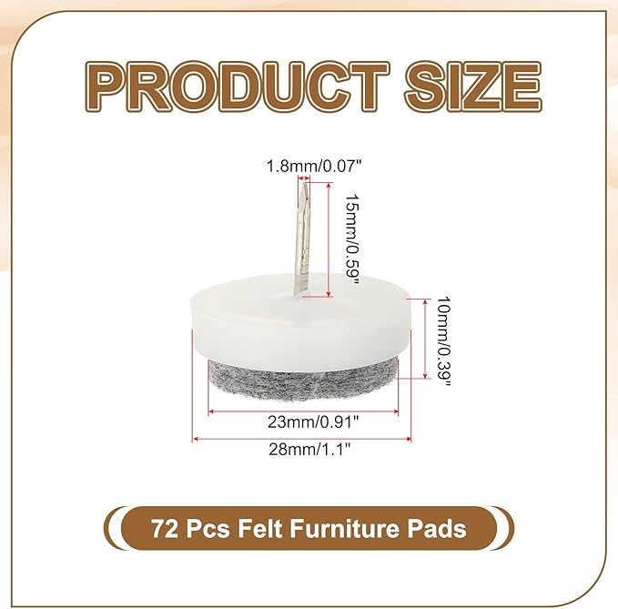 PATIKIL 28 mm Nail-on Felt Pads - Image 2