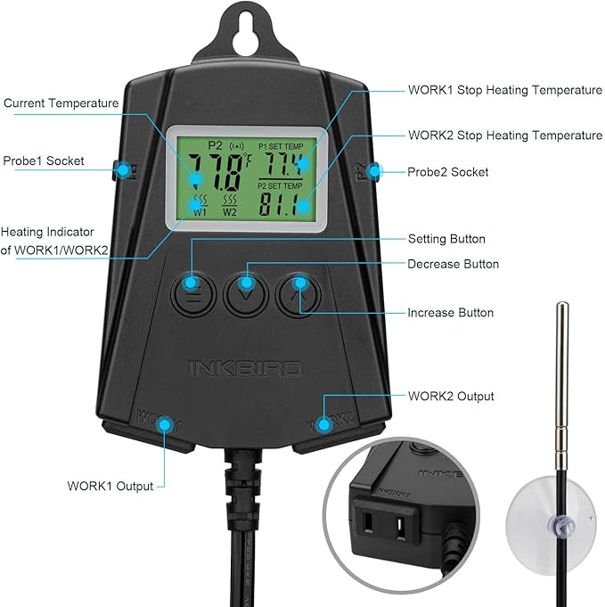 Inkbird WiFi Heat Mat Reptile Thermostat Controller Temperature Controller - Image 2
