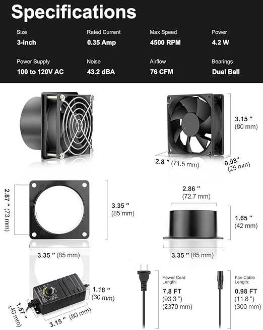 GDSTIME 3 Inch Solder Fume Smoke Extractor Fan - Image 6