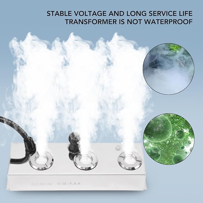 Mist Maker Fogger, 3 Ultrasonic Mist Maker, Stainless Steel Fog Machine - Image 3