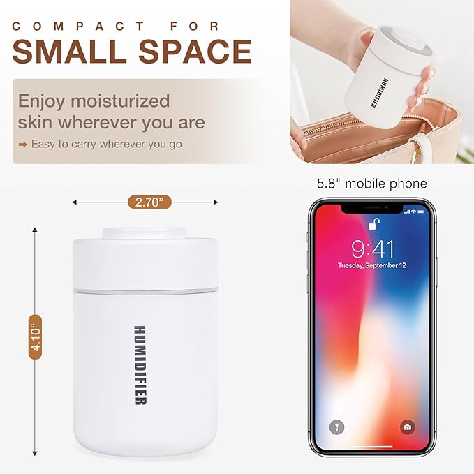 Portable Mini Humidifier, 180ml USB Cool Mist Small Humidifiers - Image 2
