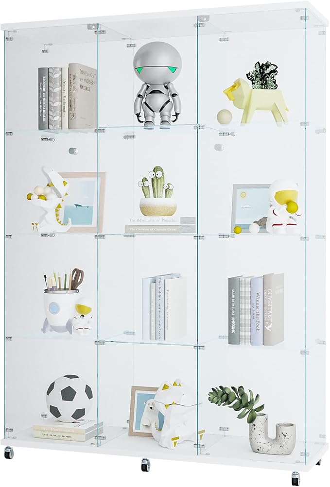 Yoluckea 4 Shelves Glass Display Cabinet Extra Large, Floor Standing Clear - Image 8