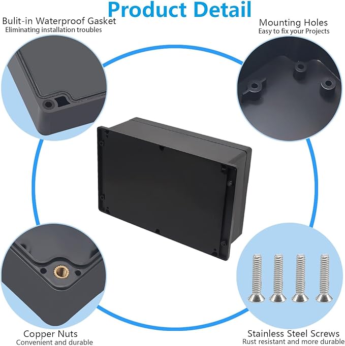 Project Box ABS Black Electrical Boxes IP67 Outdoor Waterproof Junction Box - Image 6