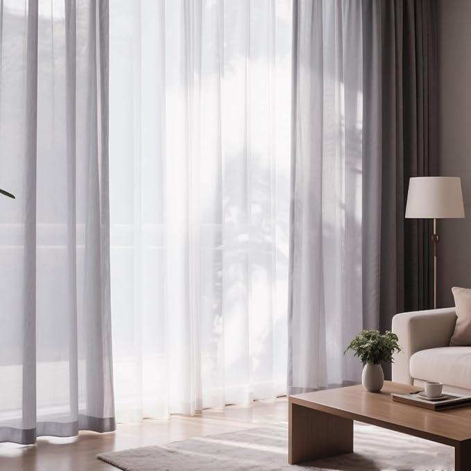 Dreaming Casa Grey Sheer Curtains 96 Inches Long, Rod Pocket & Back Tab Light - Image 9