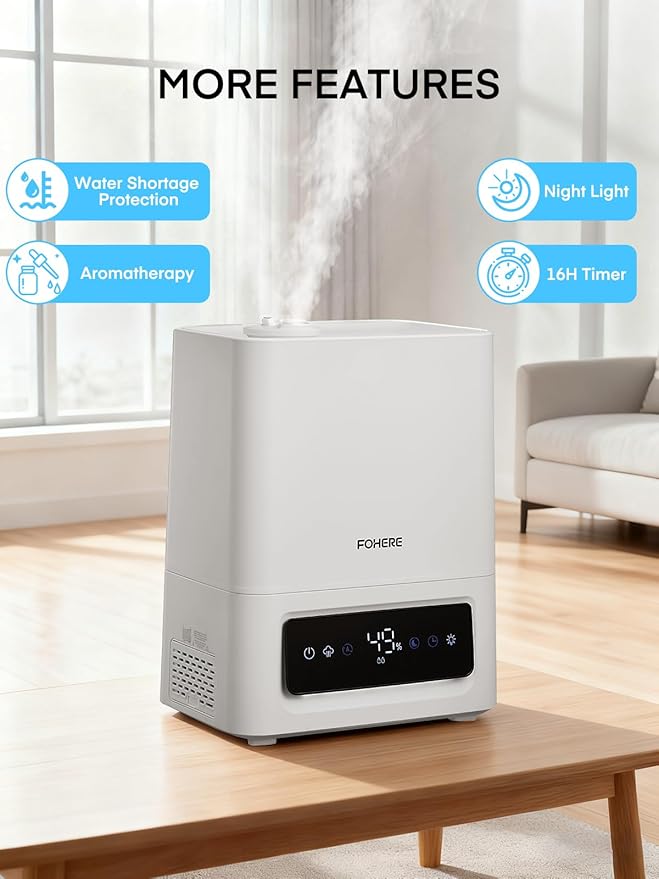 FOHERE 6L Humidifiers for Bedroom, 60H Cool Mist Humidifier for Large Room - Image 6