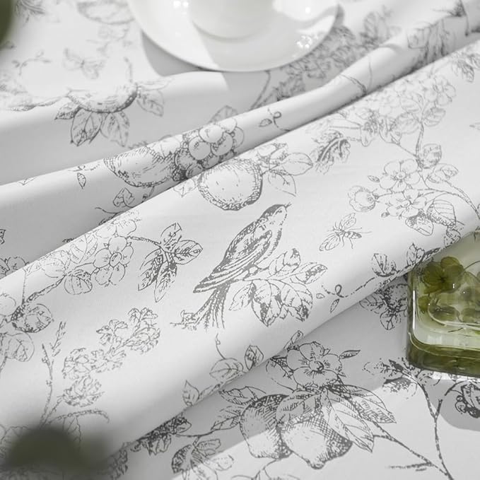 jinchan 95% Blackout Floral Curtains 84 Inches Long, Printed Flower Grey - Image 4