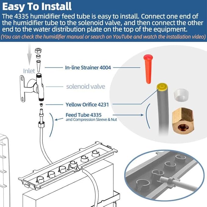4335 Feed Tube Assembly with Compression Sleeve & Nut Compatible with Aprilaire - Image 5