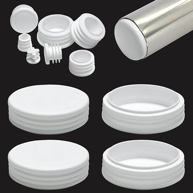 2-5/8" Plastic Hole Plugs White -Round Chair Leg Caps, Flush Mount Pipe Plugs by EASYEAH