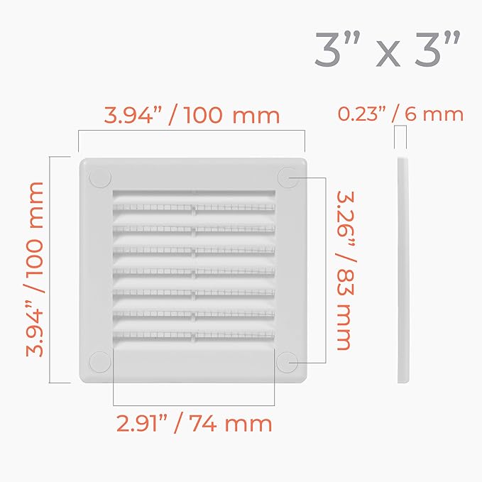 4" x 4" Square Air Vent Cover – White Plastic Vent Deflector - Image 4