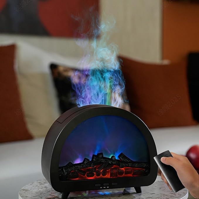 Fireplace Flame Air Diffuser Humidifier, 12 Colors Aromatherapy Essential Oil by HFLWYWD