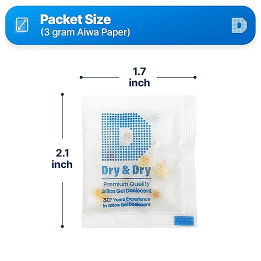 Dry & Dry 3 Gram Orange Indicating Silica Gel Packets Desiccant Dehumidifiers - Image 6