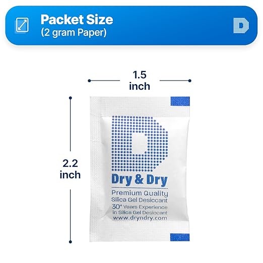 Dry & Dry 2 Gram Silica Gel Packets Desiccants, Silica Packets - Image 6