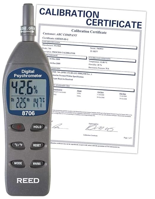 REED Instruments 8706 Digital Psychrometer/Thermo-Hygrometer, Wet Bulb by REED+Instruments