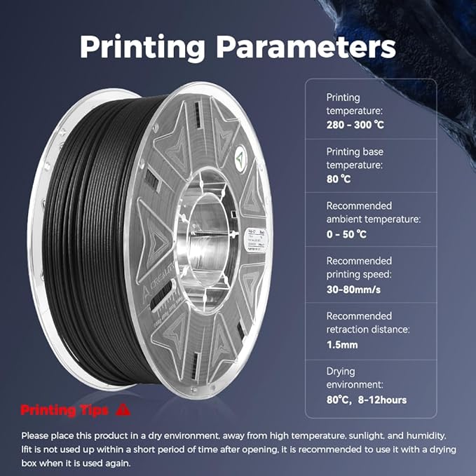 Creality Hyper PA6-CF Carbon Fiber Nylon Filament 1.75mm 1KG, 3D Printing - Image 6