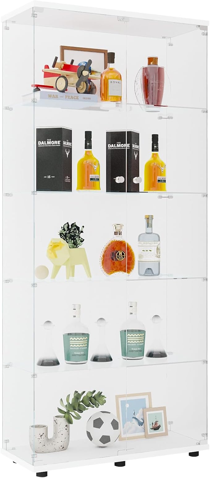 Yoluckea 5 Shelves Glass Display Cabinet - Image 9