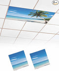 Yukro 2 Pack Beach Palm Tree Fluorescent Light Covers Summer Ocean Blue Sky by Unknown