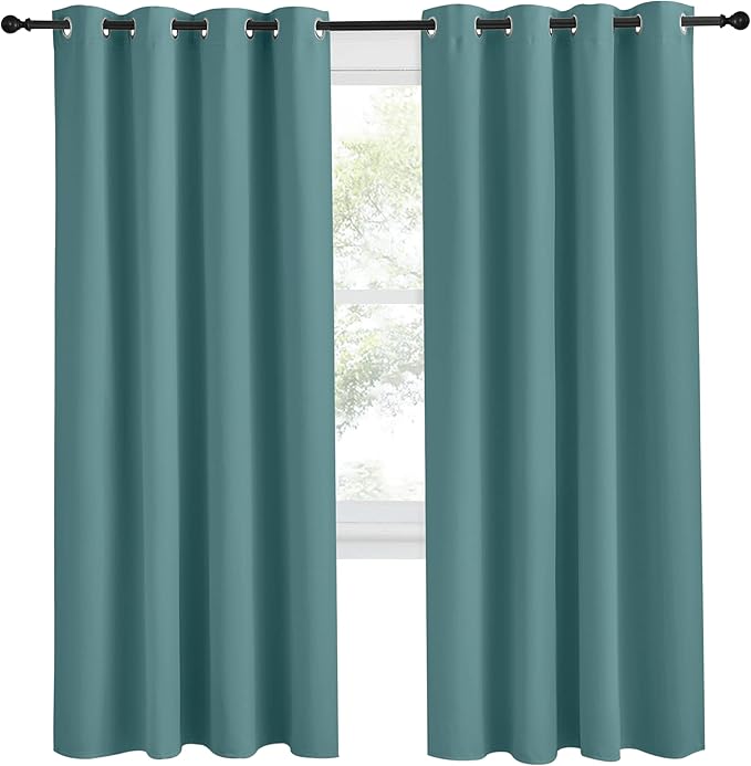 NICETOWN Blackout Drape for Nursery, Sea Teal, Single Panel, 55 by 78-inch - Image 2