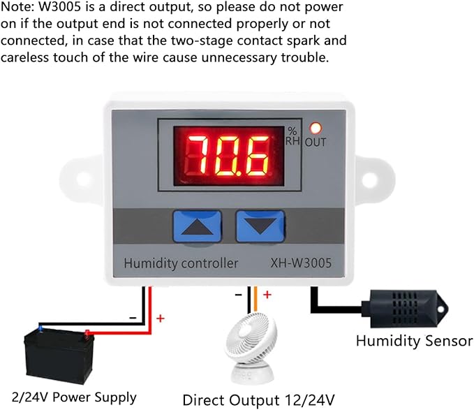 Digital Humidity Controller, 12V 24V 220V Humidistat Switch Sensor, LCD - Image 2