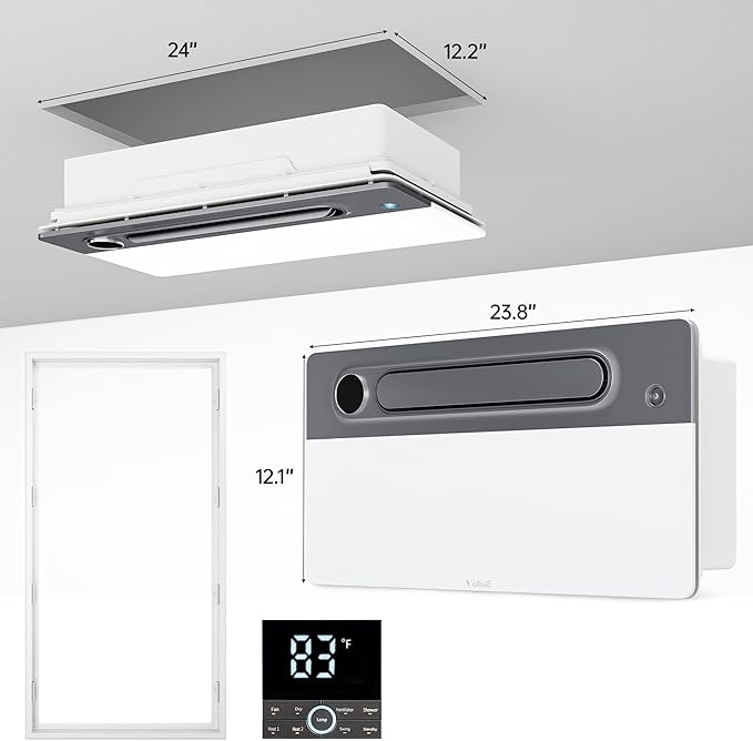 Bathroom Fan with Light and 1900W Heater, 180 CFM Ventilation, Remote Control - Image 7