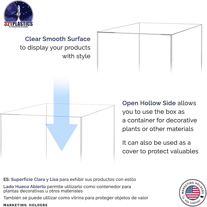 Marketing Holders Acrylic Display Riser Box Hollow No Lid Clear Podium Display - Image 5
