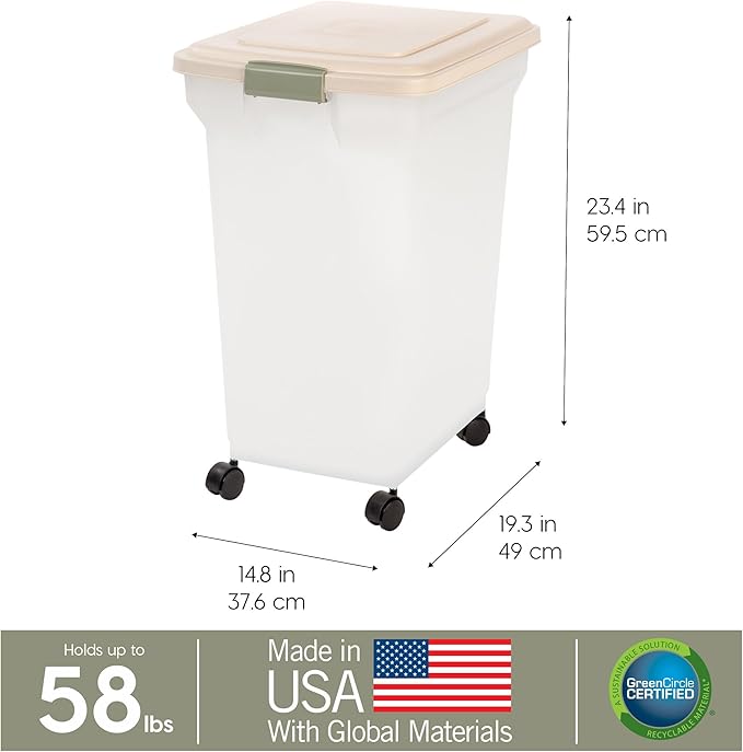 IRIS USA 58 Lbs / 67 Qt WeatherPro Airtight Pet Food Storage Container - Image 3