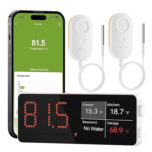 MOCREO WiFi Refrigerator Thermometer Digital Freezer Alarm, Remote Email & App by MOCREO