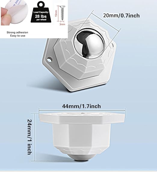 4 Pack Self Adhesive Caster Wheels, Swivel Wheels - Image 4